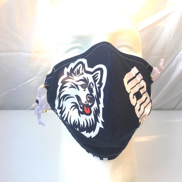 Three UConn Huskies Face Masks NEW Reversible Plaid Four Looks - Picture 2 of 11